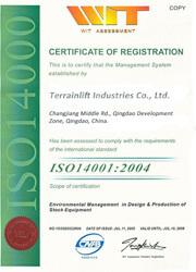 Terrainlift ISO14001-2004 Сертификат